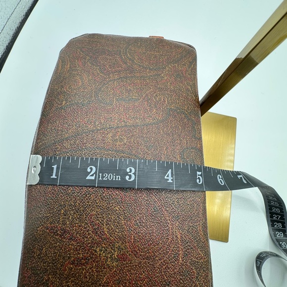 ETRO Milano Paisley Elegant Brown Leather Toiletry / Make Up Bag - Picture 8 of 15